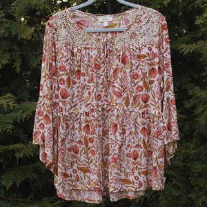 Syle & Co Plus Sz-2x Bell-Sleeve Peasant Top NWT